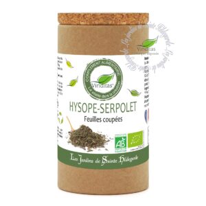 mélange hysope-serpolet feuilles séchées bio, pot de 30g, recommandé par sainte Hildegarde de Bingen