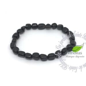 ONYX NOIR BRACELET PIERRES ROULEES 18 CM