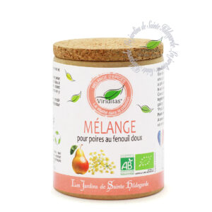 mélange de plantes et épices bio pour préparation d'électuaire de poire (miel au fenouil doux ), pot de 50g, recommandé par sainte Hildegarde de Bingen